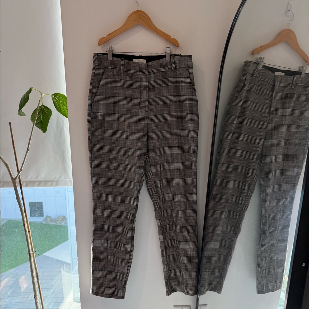 H&M Women's Black and Gray Checkered Trousers